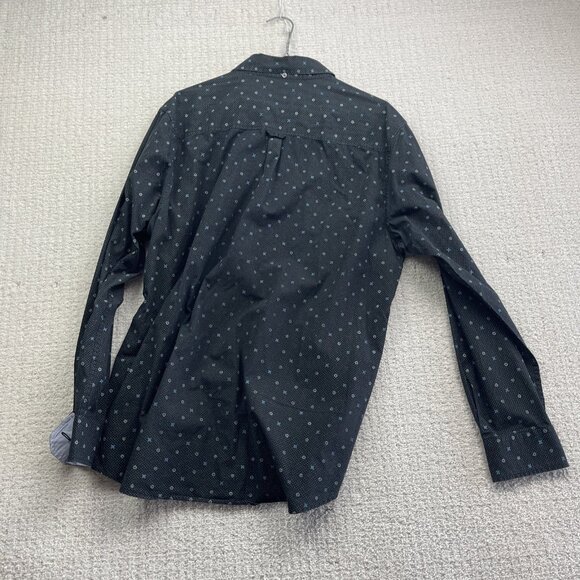 Ben Sherman Shirt Mens XL Dark Blue Geometric AOP Dots Button Down Slim Fit - Picture 9 of 12